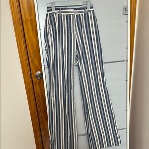 Michael Kors Blue and White Striped Wide Leg Pants